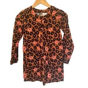 Hanna Andersson Tan Floral Dress sz 130 (8) Long Sleeve Girls Dress